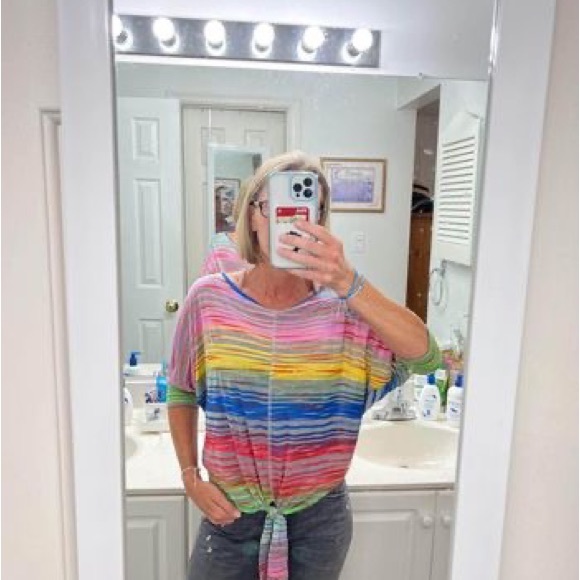 Women’s Size Medium Multi-colored, Striped Shirt - Picture 2 of 2